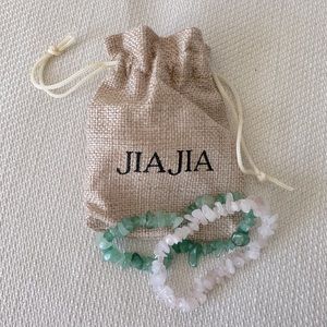 NEW JIA JIA Crystal Bracelet Set Rose Quartz and Aventurine
